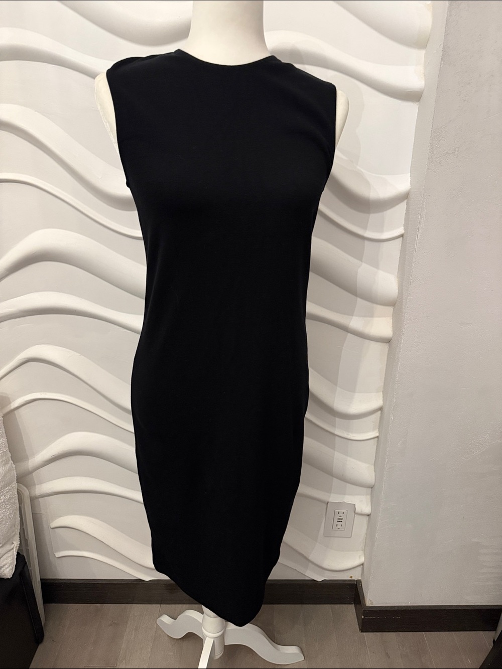 Vince Black Sleeveless Crewneck Midi Dress